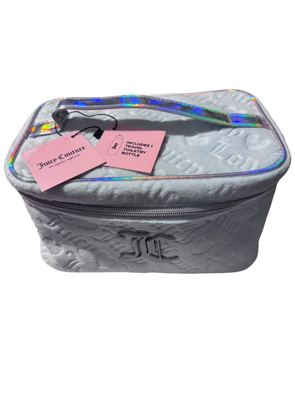 NWT Juicy Couture Baby Blue plush Cosmetic Travel Bag